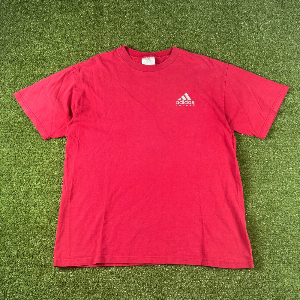 Adidas Soccer Graphic T-Shirt Mens Medium Red Short Sleeve Crewneck Logo Tee